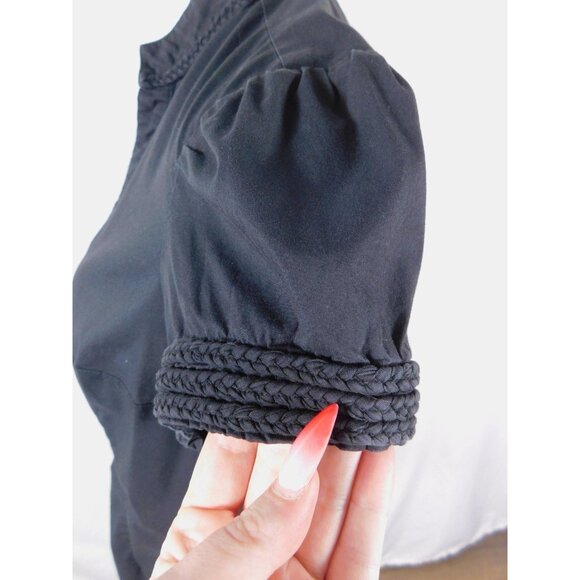 Express Design Studio Shirt Womens Large Black Button Front Puff Sleeve Blouse - Picture 6 of 10